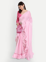 Baby Pink Frill Saree