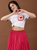 Red Heart Scallop Pocket  T-shirt