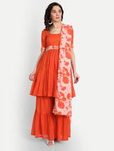 Orange Sharara Set