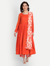 Orange Anarkali Set