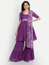 Purple Sharara Set