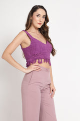 Purple crochet handmade blouse/top