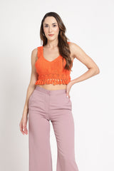 Orange Crochet Handmade Blouse/ Top