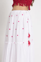 Pink Rose Hand Embroidery Skirt