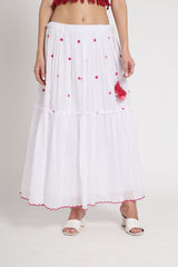 Pink Rose Hand Embroidery Skirt