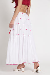 Pink Rose Hand Embroidery Skirt