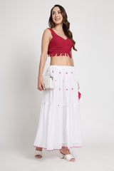 Pink Rose Hand Embroidery Skirt