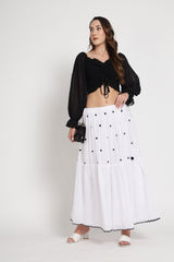 Black Rose Hand Embroidery Skirt