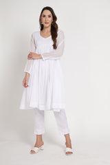 White Anarkali Kurta Set