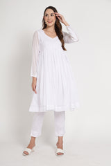 White Anarkali Kurta Set