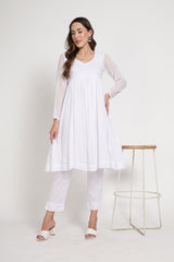 White Anarkali Kurta Set