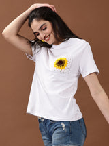 Sunflower Crochet Pocket T-shirt