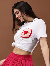 Red Heart Scallop Pocket  T-shirt