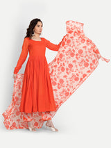 Orange Anarkali Set