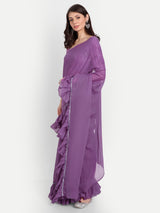 Purple Frill Saree