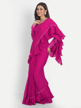 Pink Frill Saree