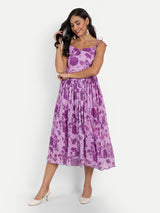 Strap Purple Bird Print Dress