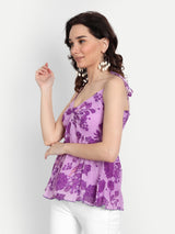 Bird Print Purple Strap Top