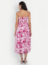 Strap Pink Bird Print Dress