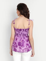 Bird Print Purple Strap Top