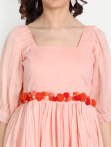 Peach Crochet Flowers Top