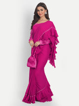 Pink Frill Saree