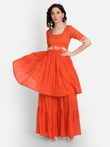 Orange Sharara Set