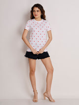 Red Heart Print T-Shirt