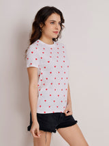 Red Heart Print T-Shirt