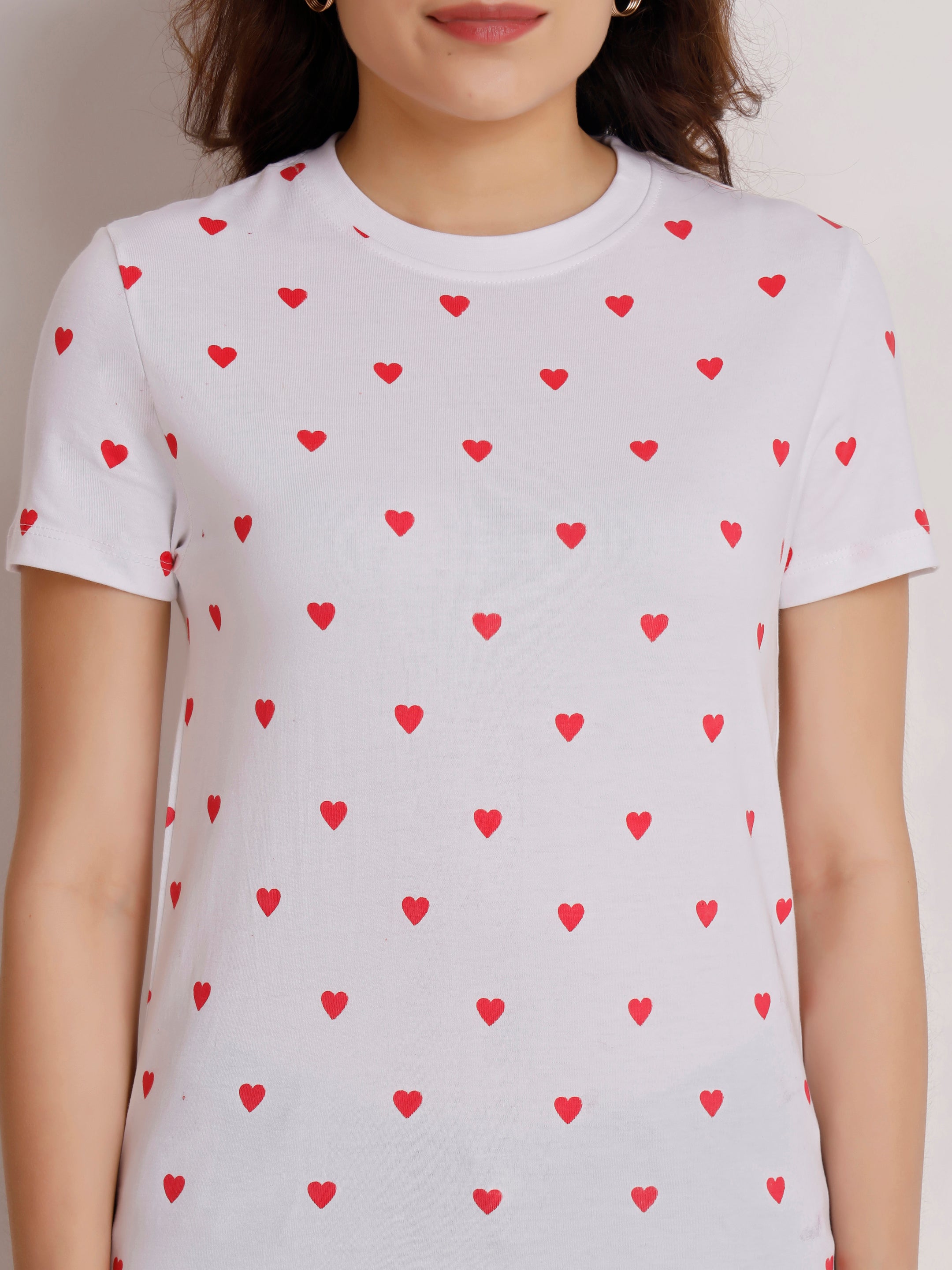 Red Heart Print T-Shirt