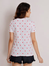 Red Heart Print T-Shirt