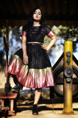 Black Zari Border Skirt